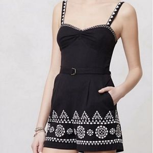 Anthropologie Mermaid Tofino Black Embroidered Romper